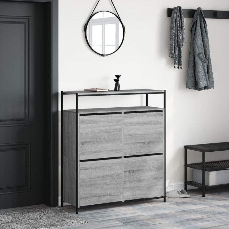 Casa si Gradina - Mobilier - Organizare si depozitare - Organizator incaltaminte - Pantofar cu 4 sertare rabatabile, gri sonoma, 100x34x112 cm - Infinity.ro