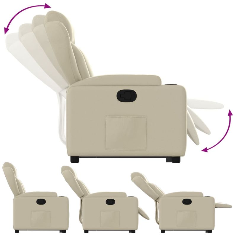 Casa si Gradina - Mobilier - Scaune si fotolii - Fotolii - Fotoliu rabatabil cu ridicare, crem, piele ecologica - Infinity.ro