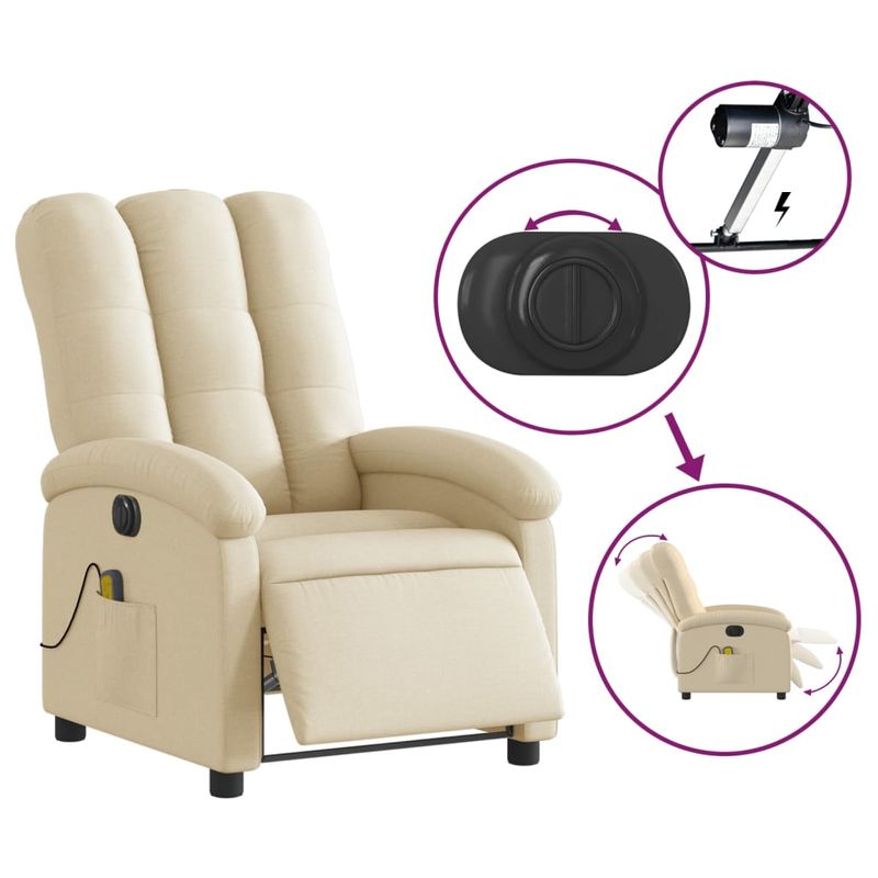 Ingrijire personala si Cosmetice - Sanatate si wellness - Articole wellness - Fotolii de masaj - Fotoliu electric de masaj rabatabil, crem, textil - Infinity.ro