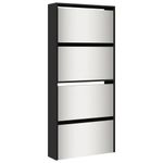 Casa si Gradina - Mobilier - Organizare si depozitare - Organizator incaltaminte - Pantofar cu oglinda, 4 niveluri, negru, 63x17x134 cm - Infinity.ro