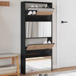 Casa si Gradina - Mobilier - Organizare si depozitare - Organizator incaltaminte - Pantofar cu oglinda, 4 niveluri, negru, 63x17x134 cm - Infinity.ro