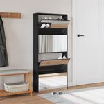 Casa si Gradina - Mobilier - Organizare si depozitare - Organizator incaltaminte - Pantofar cu oglinda, 4 niveluri, negru, 63x17x134 cm - Infinity.ro