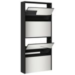 Casa si Gradina - Mobilier - Organizare si depozitare - Organizator incaltaminte - Pantofar cu oglinda, 4 niveluri, negru, 63x17x134 cm - Infinity.ro