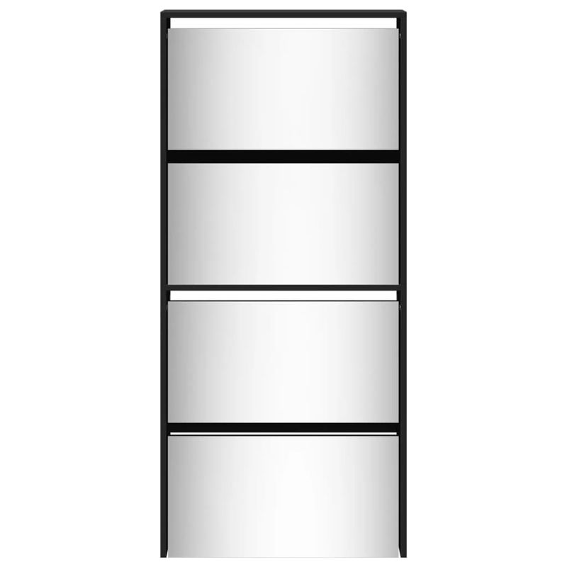 Casa si Gradina - Mobilier - Organizare si depozitare - Organizator incaltaminte - Pantofar cu oglinda, 4 niveluri, negru, 63x17x134 cm - Infinity.ro