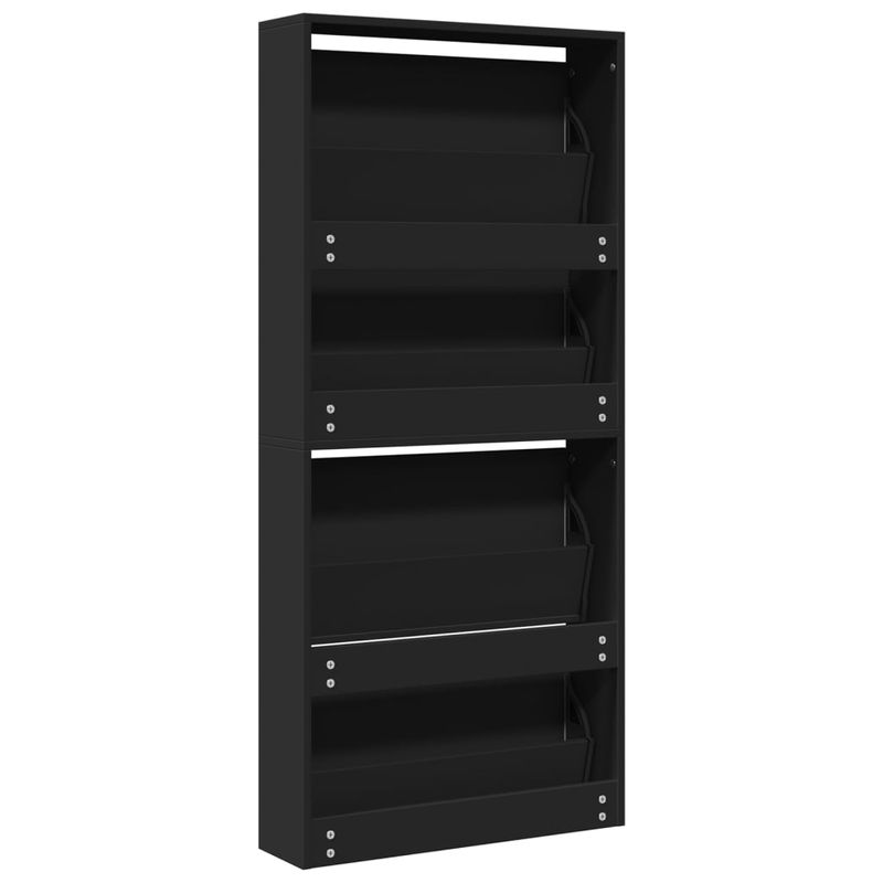 Casa si Gradina - Mobilier - Organizare si depozitare - Organizator incaltaminte - Pantofar cu oglinda, 4 niveluri, negru, 63x17x134 cm - Infinity.ro