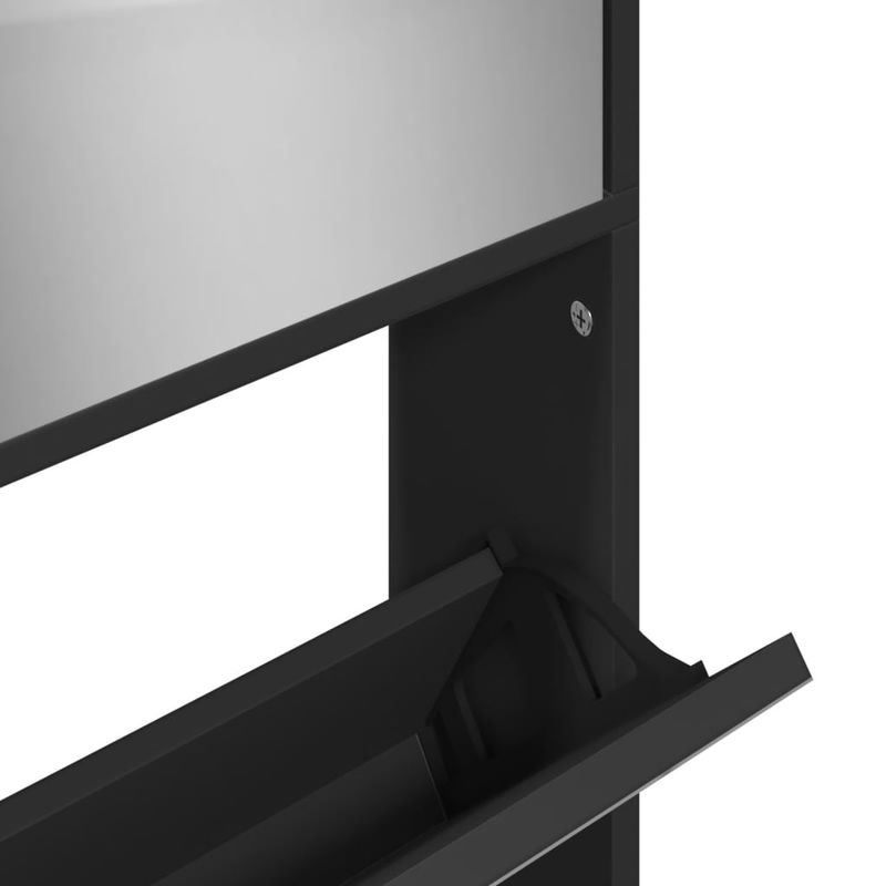 Casa si Gradina - Mobilier - Organizare si depozitare - Organizator incaltaminte - Pantofar cu oglinda, 4 niveluri, negru, 63x17x134 cm - Infinity.ro