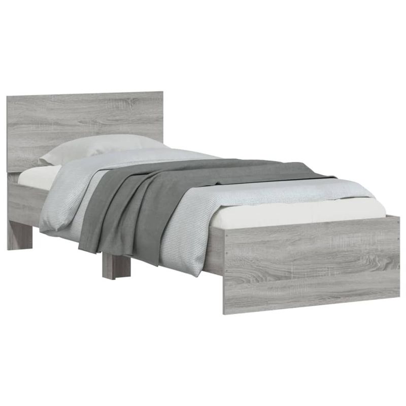Casa si Gradina - Mobilier - Paturi si accesorii - Paturi - Cadru de pat cu tablie, gri sonoma, 90x190 cm, lemn prelucrat - Infinity.ro