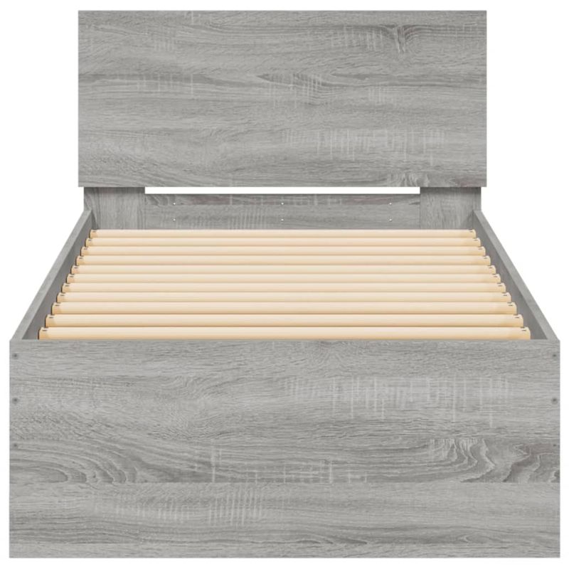 Casa si Gradina - Mobilier - Paturi si accesorii - Paturi - Cadru de pat cu tablie, gri sonoma, 90x190 cm, lemn prelucrat - Infinity.ro