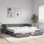 Casa si Gradina - Mobilier - Paturi si accesorii - Paturi - Pat de zi cu extensie si sertare, gri inchis, 100x200 cm textil - Infinity.ro