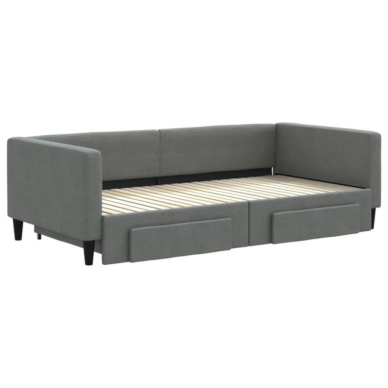 Casa si Gradina - Mobilier - Paturi si accesorii - Paturi - Pat de zi cu extensie si sertare, gri inchis, 100x200 cm textil - Infinity.ro