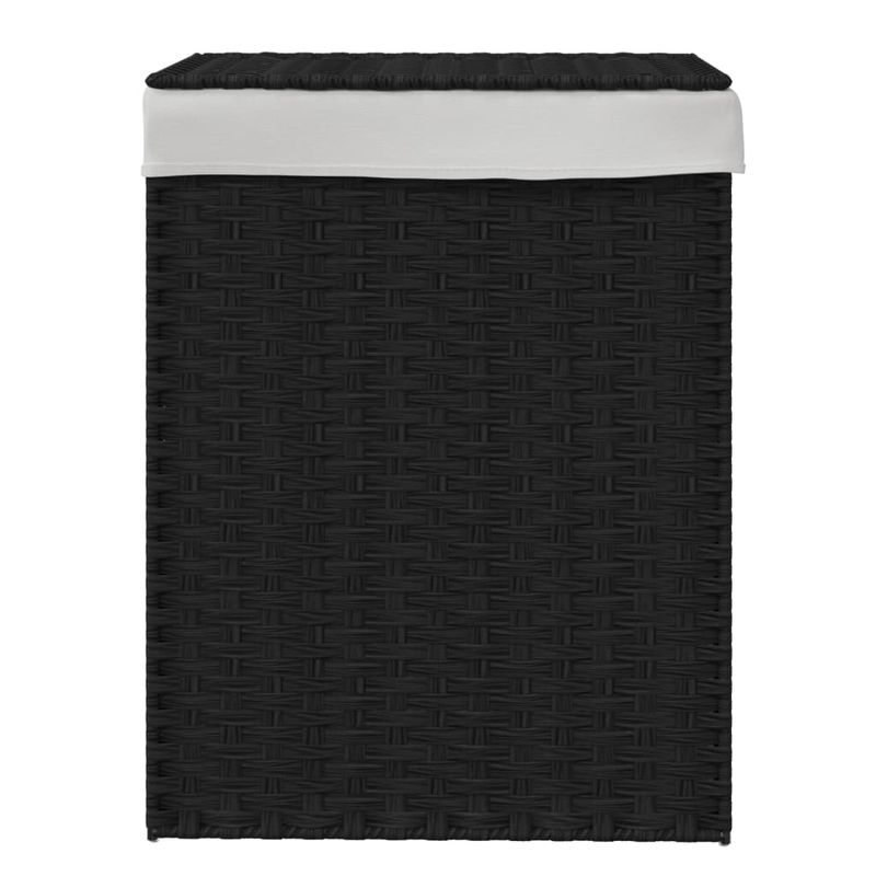 Casa si Gradina - Sanitare - Suporturi si accesorii baie - Accesorii baie - Cos de rufe cu capac, negru, 46x33x60 cm, poliratan - Infinity.ro