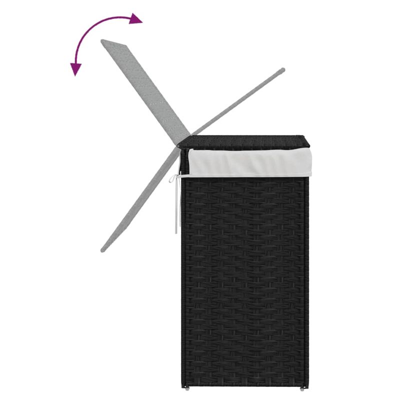 Casa si Gradina - Sanitare - Suporturi si accesorii baie - Accesorii baie - Cos de rufe cu capac, negru, 46x33x60 cm, poliratan - Infinity.ro