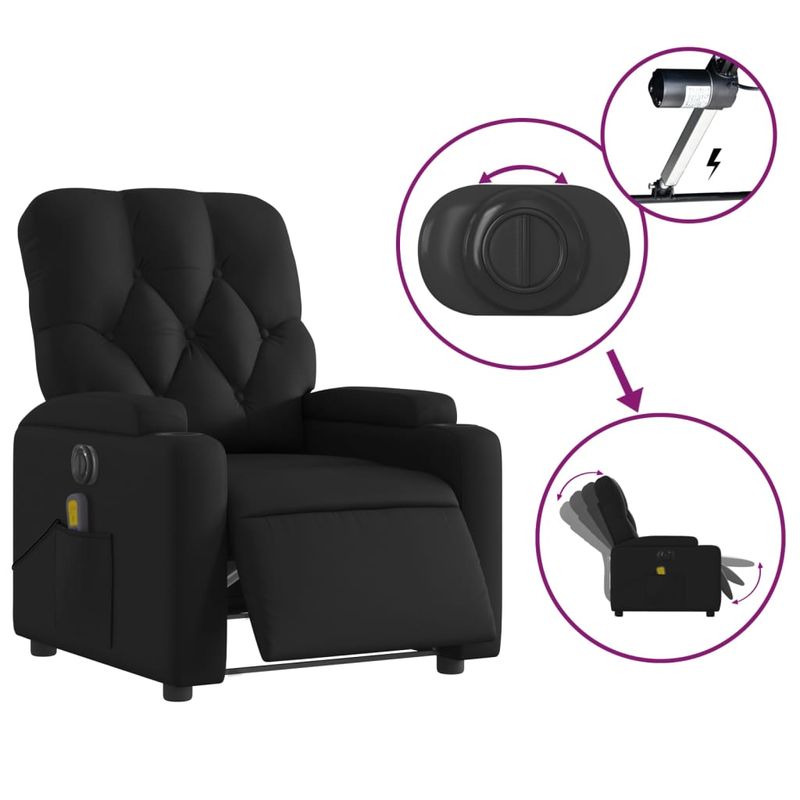 Ingrijire personala si Cosmetice - Sanatate si wellness - Articole wellness - Fotolii de masaj - Fotoliu electric de masaj rabatabil, negru, piele ecologica - Infinity.ro