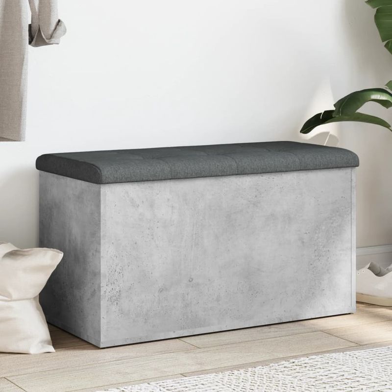 Casa si Gradina - Mobilier - Canapele si coltare - Banchete - Banca de depozitare, gri beton, 82x42x45 cm, lemn prelucrat - Infinity.ro