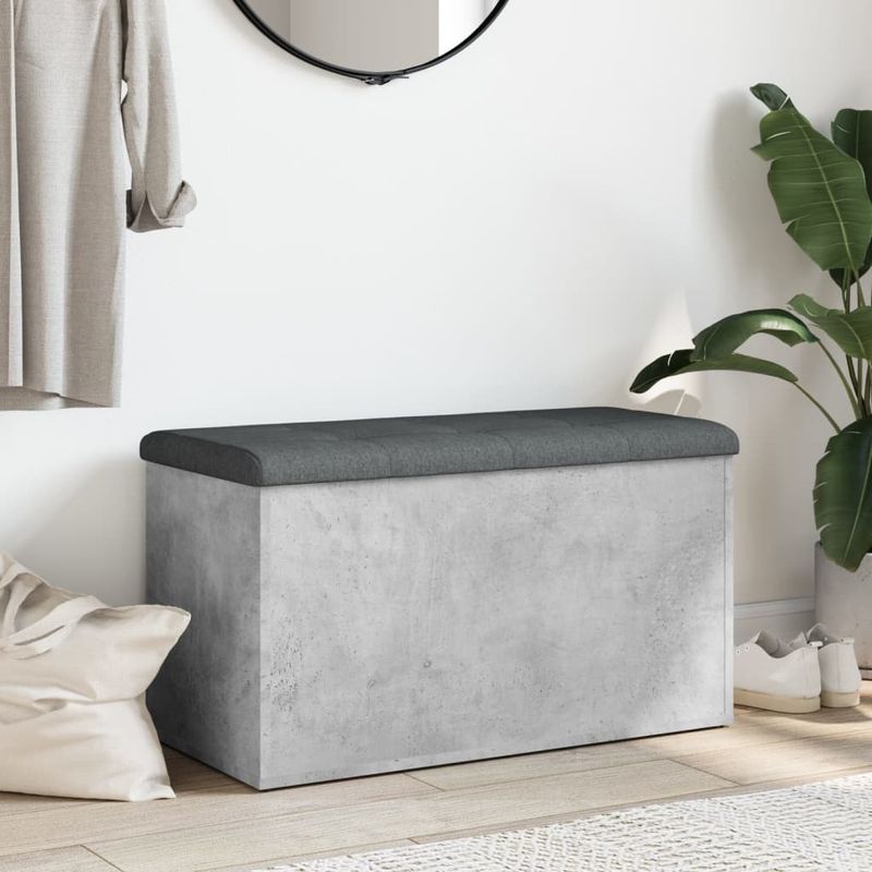 Casa si Gradina - Mobilier - Canapele si coltare - Banchete - Banca de depozitare, gri beton, 82x42x45 cm, lemn prelucrat - Infinity.ro
