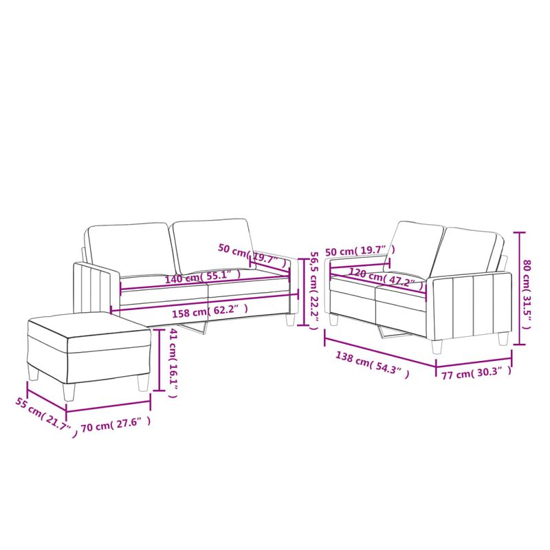 Casa si Gradina - Mobilier - Seturi de mobilier - Seturi living - Set de canapele cu perne, 3 piese, gri, piele ecologica - Infinity.ro