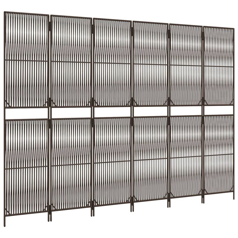 Casa si Gradina - Decoratiuni - Pereti despartitori si paravane - Separator de camera cu 6 panouri, maro, poliratan, model țesătură cu linii, mărime 294x200 cm - Infinity.ro