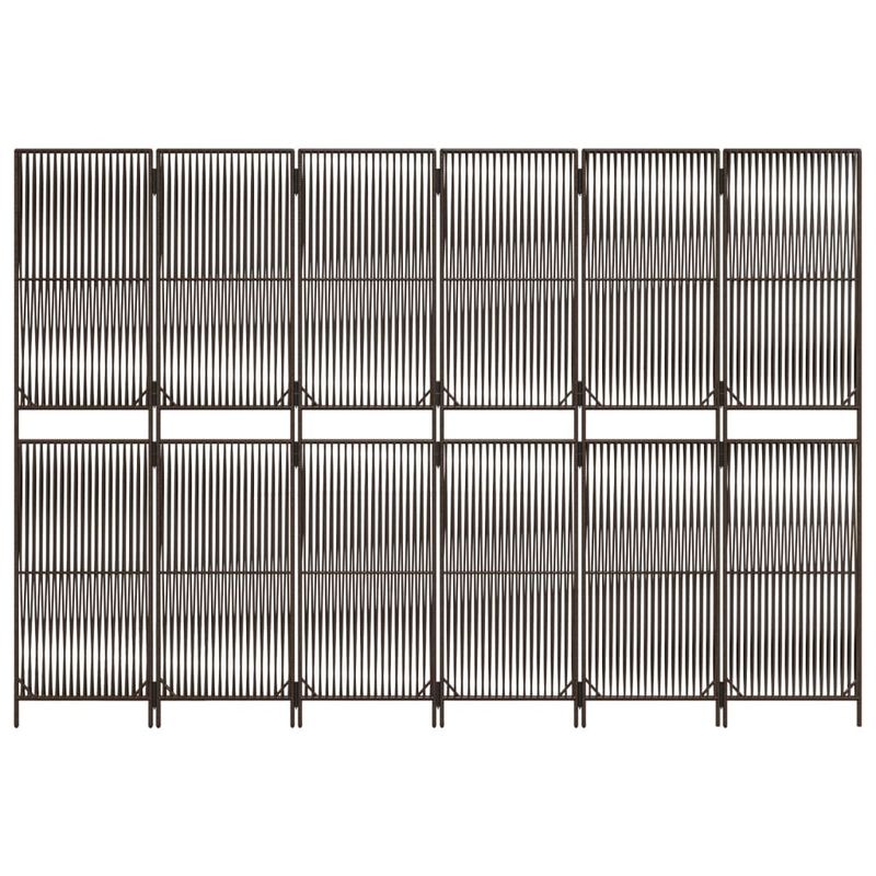 Casa si Gradina - Decoratiuni - Pereti despartitori si paravane - Separator de camera cu 6 panouri, maro, poliratan, model țesătură cu linii, mărime 294x200 cm - Infinity.ro