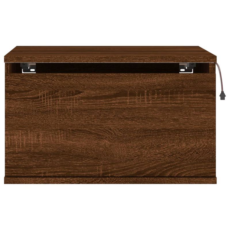Casa si Gradina - Mobilier - Comode si corpuri - Noptiere - Noptiere montate pe perete cu lumini LED, 2 buc., stejar maro - Infinity.ro