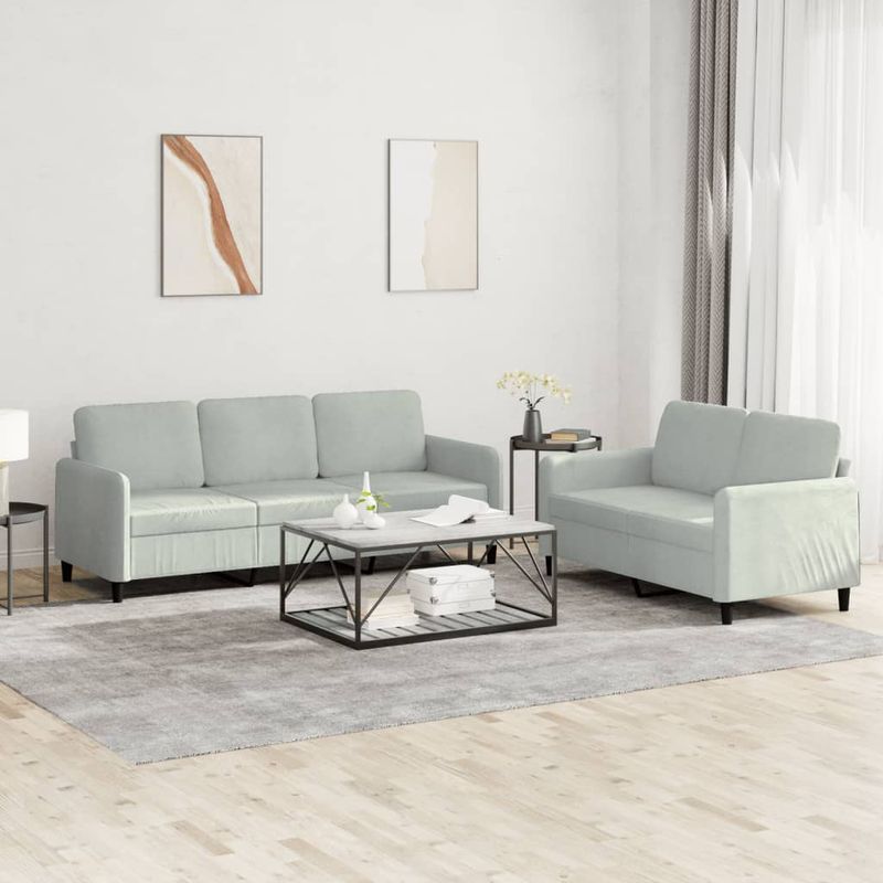 Casa si Gradina - Mobilier - Seturi de mobilier - Seturi living - Set canapea, 2 piese, gri deschis, catifea - Infinity.ro