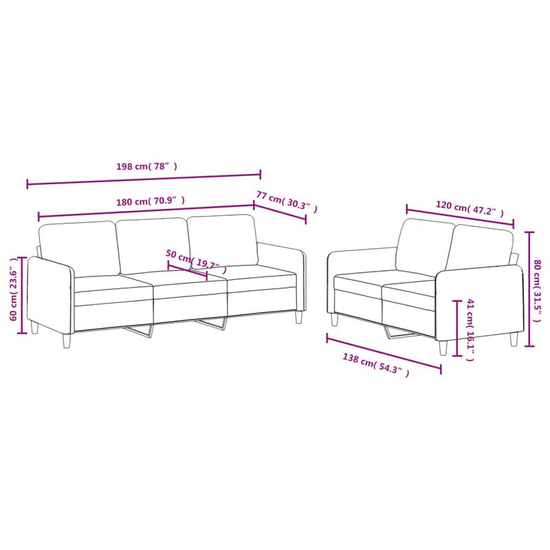 Casa si Gradina - Mobilier - Seturi de mobilier - Seturi living - Set canapea, 2 piese, gri deschis, catifea - Infinity.ro