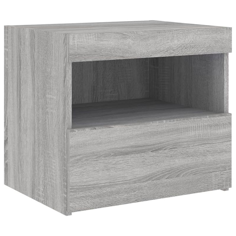Casa si Gradina - Mobilier - Comode si corpuri - Noptiere - Noptiere cu lumini LED, 2 buc., gri sonoma, 50x40x45 cm - Infinity.ro