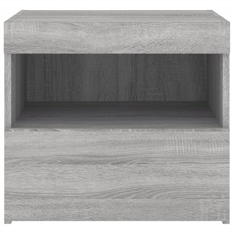 Casa si Gradina - Mobilier - Comode si corpuri - Noptiere - Noptiere cu lumini LED, 2 buc., gri sonoma, 50x40x45 cm - Infinity.ro