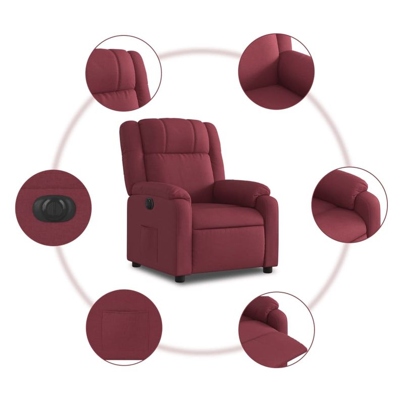 Casa si Gradina - Mobilier - Scaune si fotolii - Fotolii - Fotoliu rabatabil electric, rosu vin, material textil - Infinity.ro