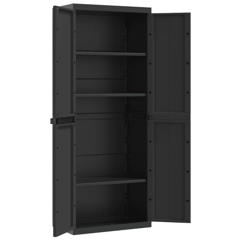Casa si Gradina - Mobilier - Dulapuri si sifoniere - Dulapuri - Dulap depozitare de exterior, negru, 65x37x165 cm, PP, mărime 65x37x165 cm (63x31 cm) - Infinity.ro