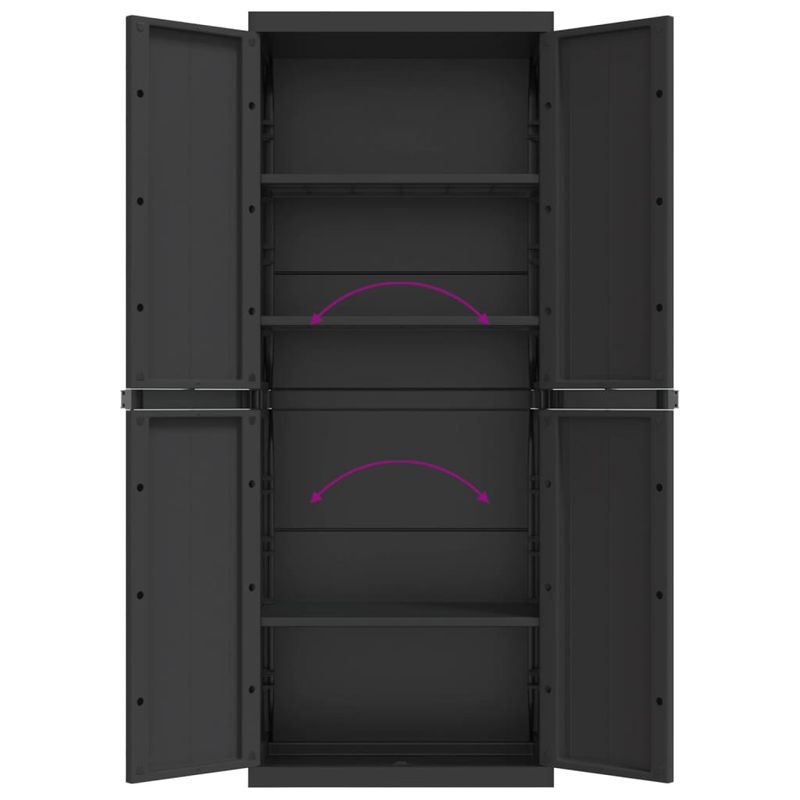 Casa si Gradina - Mobilier - Dulapuri si sifoniere - Dulapuri - Dulap depozitare de exterior, negru, 65x37x165 cm, PP, mărime 65x37x165 cm (63x31 cm) - Infinity.ro