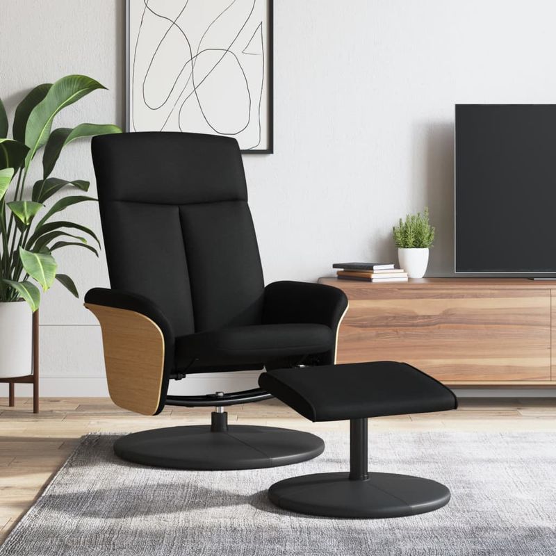 Casa si Gradina - Mobilier - Scaune si fotolii - Fotolii - Fotoliu extensibil cu taburet, negru, material textil - Infinity.ro