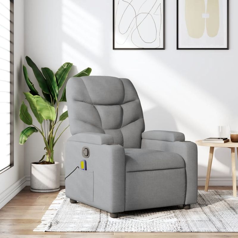 Ingrijire personala si Cosmetice - Sanatate si wellness - Articole wellness - Fotolii de masaj - Fotoliu de masaj rabatabil, gri deschis, textil - Infinity.ro