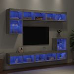 Casa si Gradina - Mobilier - Comode si corpuri - Comode - Unitati de perete TV cu LED-uri, 8 piese, gri sonoma, lemn - Infinity.ro