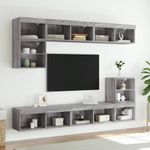 Casa si Gradina - Mobilier - Comode si corpuri - Comode - Unitati de perete TV cu LED-uri, 8 piese, gri sonoma, lemn - Infinity.ro