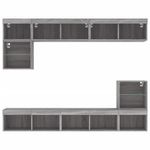 Casa si Gradina - Mobilier - Comode si corpuri - Comode - Unitati de perete TV cu LED-uri, 8 piese, gri sonoma, lemn - Infinity.ro