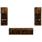 Casa si Gradina - Mobilier - Comode si corpuri - Comode - Unitati de perete TV cu LED-uri, 6 piese, stejar fumuriu, lemn - Infinity.ro