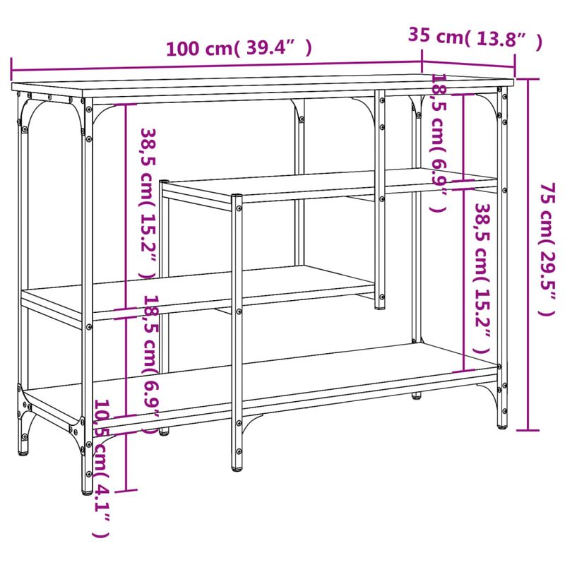 Casa si Gradina - Mobilier - Comode si corpuri - Console - Masuta consola cu rafturi, stejar maro, 100x35x75 cm - Infinity.ro
