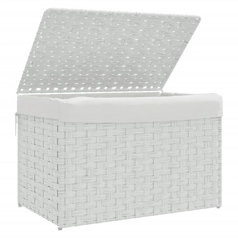 Market - Spalare si intretinere rufe - Uscatoare de rufe si accesorii - Cos de rufe cu capac, alb, 55,5x35x34 cm, poliratan - Infinity.ro
