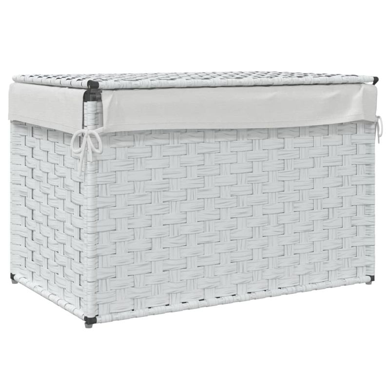 Casa si Gradina - Sanitare - Suporturi si accesorii baie - Accesorii baie - Cos de rufe cu capac, alb, 55,5x35x34 cm, poliratan - Infinity.ro