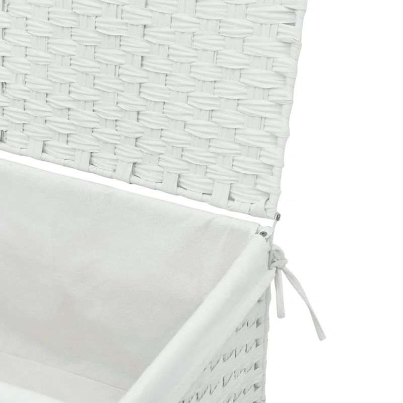 Market - Spalare si intretinere rufe - Uscatoare de rufe si accesorii - Cos de rufe cu capac, alb, 55,5x35x34 cm, poliratan - Infinity.ro