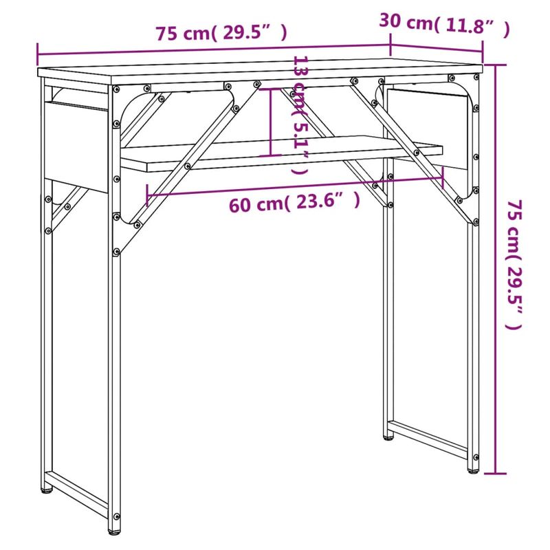 Casa si Gradina - Mobilier - Comode si corpuri - Console - Masuta consola cu raft stejar sonoma 75x30x75 cm lemn prelucrat - Infinity.ro
