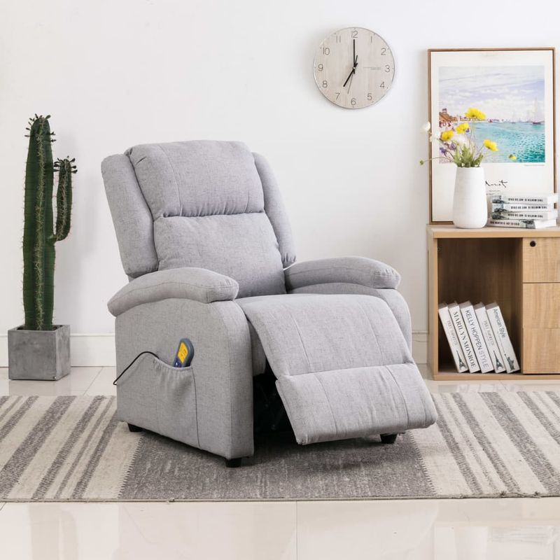 Ingrijire personala si Cosmetice - Sanatate si wellness - Articole wellness - Fotolii de masaj - Fotoliu de masaj, gri deschis, material textil - Infinity.ro