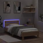 Casa si Gradina - Mobilier - Paturi si accesorii - Paturi - Cadru de pat cu tablie si lumini LED, stejar sonoma, 75x190 cm - Infinity.ro
