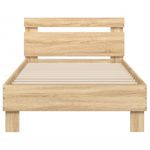 Casa si Gradina - Mobilier - Paturi si accesorii - Paturi - Cadru de pat cu tablie si lumini LED, stejar sonoma, 75x190 cm - Infinity.ro
