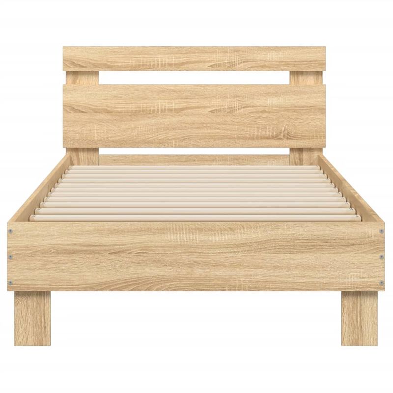 Casa si Gradina - Mobilier - Paturi si accesorii - Paturi - Cadru de pat cu tablie si lumini LED, stejar sonoma, 75x190 cm - Infinity.ro