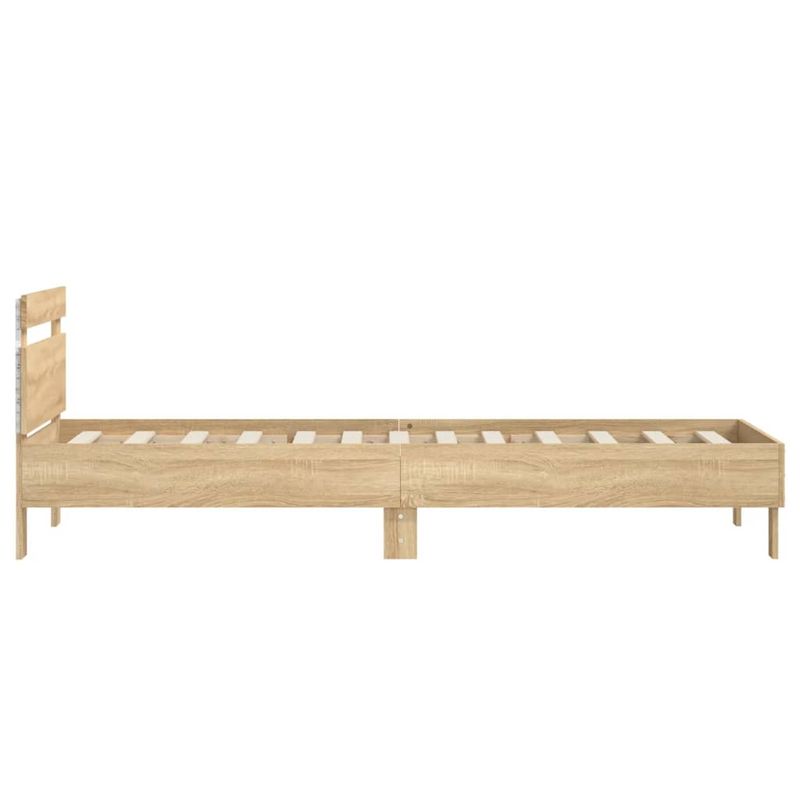 Casa si Gradina - Mobilier - Paturi si accesorii - Paturi - Cadru de pat cu tablie si lumini LED, stejar sonoma, 75x190 cm - Infinity.ro