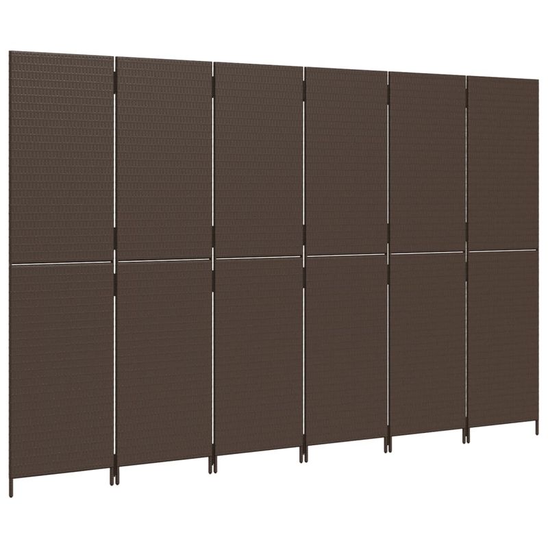 Casa si Gradina - Decoratiuni - Pereti despartitori si paravane - Separator de camera cu 6 panouri, maro, poliratan, model țesătură plină, mărime 294x180 cm - Infinity.ro
