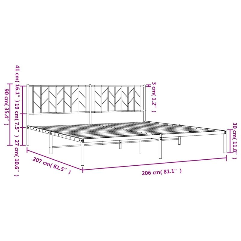 Casa si Gradina - Mobilier - Paturi si accesorii - Paturi - Cadru de pat metalic cu tablie, alb, 200x200 cm - Infinity.ro