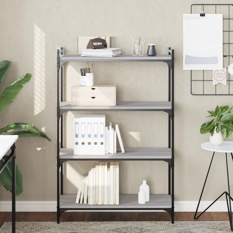 Casa si Gradina - Mobilier - Biblioteci si rafturi - Biblioteci - Biblioteca cu 4 niveluri gri sonoma 80x30x120 cm lemn prelucrat - Infinity.ro