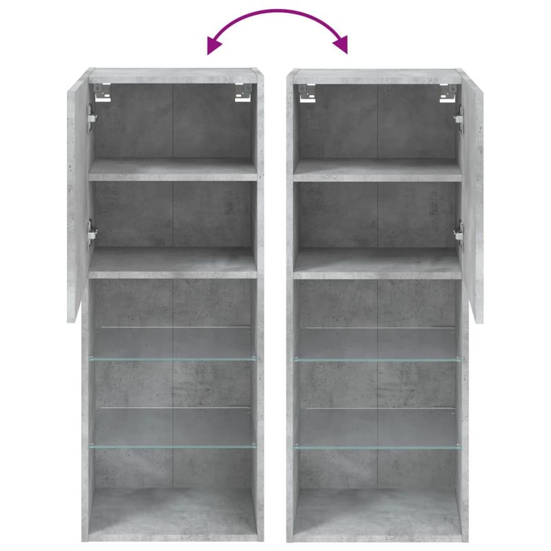 Casa si Gradina - Mobilier - Comode si corpuri - Comode - Comoda TV cu lumini LED, gri beton, 40,5x30x102 cm - Infinity.ro